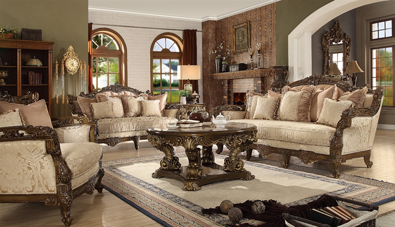 Traditional European Style Upholstery 2 Piece Living Room Set By Homey Design Hd 1609