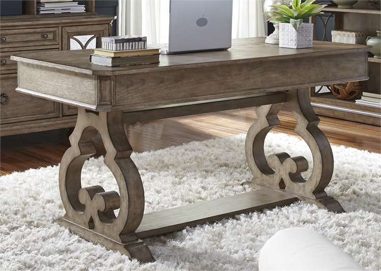 Simply Elegant 60 Inch Writing Desk in Heathered Taupe Finish by
