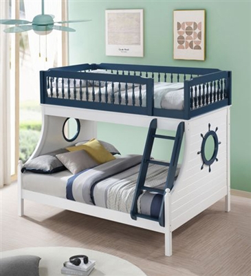 Farah Twin Full Bunk Bed In Navy Blue, Navy Blue Bunk Beds Twin Over Full