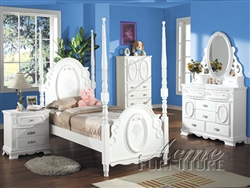 Flora Twin Post Bed in White Finish by Acme - 01660T