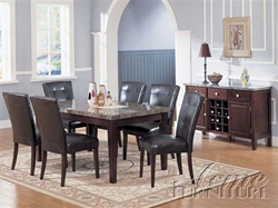 Danville 7 Piece Black Marble Top Dining Set in Espresso Finish by Acme - 07058