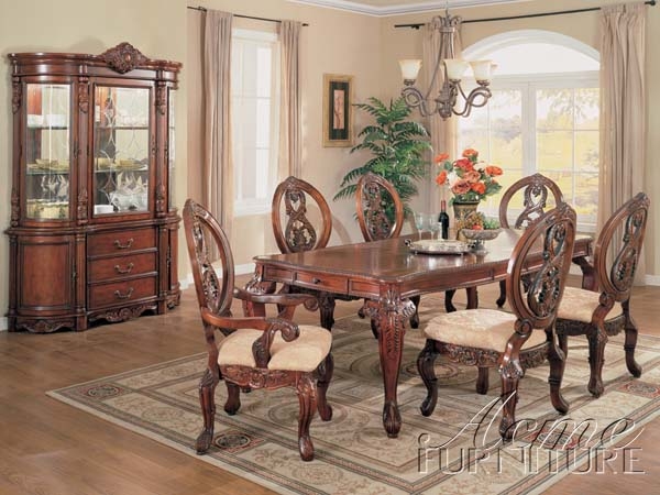 Versailles Cherry Finish 7 Piece Dining Table Set By Acme 09950