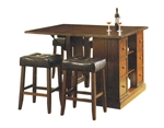 Kitchen Island Dark Oak Finish Counter Height 3 Piece Table Set by Acme - 10234