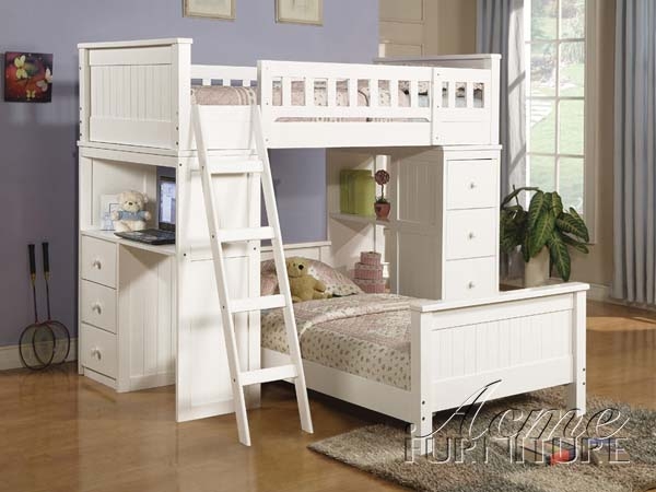 Willoughby White Finish Twin Loft Bed, Acme Furniture Bunk Bed