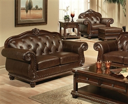 Anondale Brown Leather Loveseat by Acme - 15031
