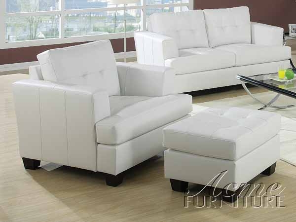 Diamond White Leather Chair By Acme 15097, White Leather Sofa Sleeper