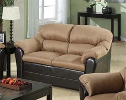 Carin Saddle Microfiber Dark Brown Bycast Love Seat by Acme - 15141