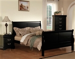 Louis Philippe III Sleigh Bed in Black Finish by Acme - 19500Q