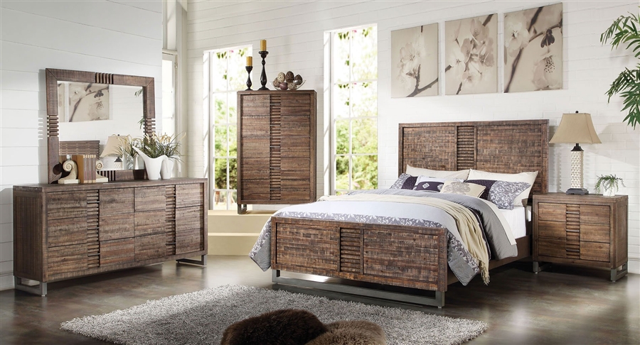 Andria 6 Piece Bedroom Set In Reclaimed, Reclaimed Wood King Bed Set