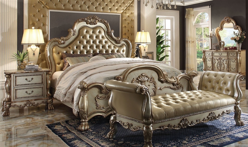 dresden 6 piece bedroom set in gold patina finishacme - 23160