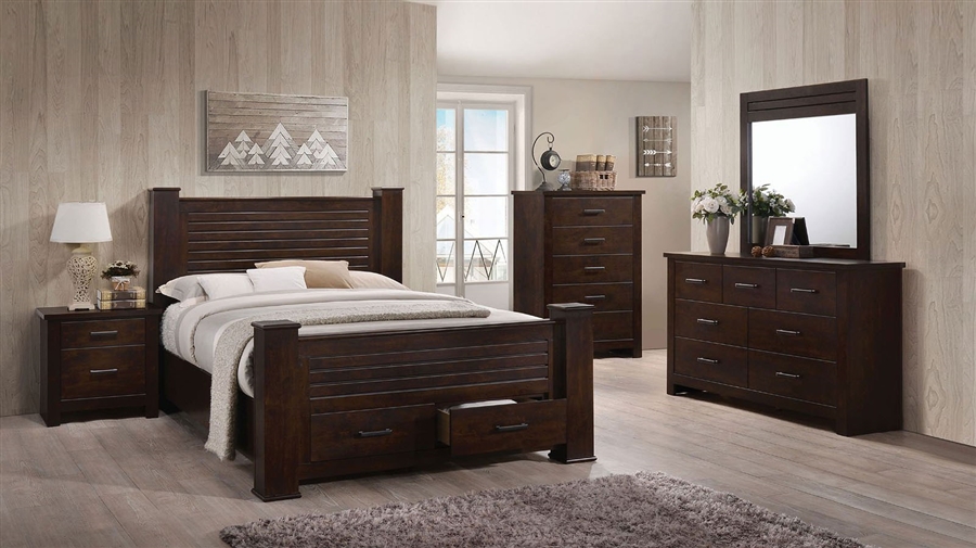 Panang 6 Piece Bedroom Set In Mahogany Finish By Acme 23370