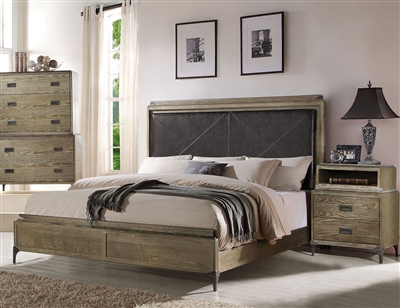 Athouman Panel Bed in Weathered Oak Finish by Acme - 23910Q