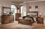 Arielle Panel Upholstered Bed 6 Piece Bedroom Set in Oak Finish by Acme - 24440