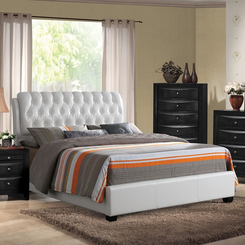 Ireland White Upholstered Bed By Acme, Acme Ireland Queen Bed With Storage White