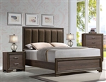 Cyrille Upholstered Bed in Walnut Finish by Acme - 25850Q