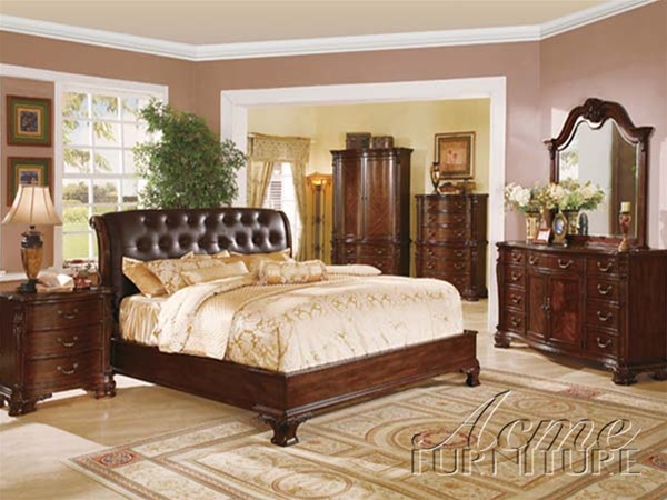 Top Grain Brown Leather Headboard 6, Cherry Wood Bed With Leather Headboard