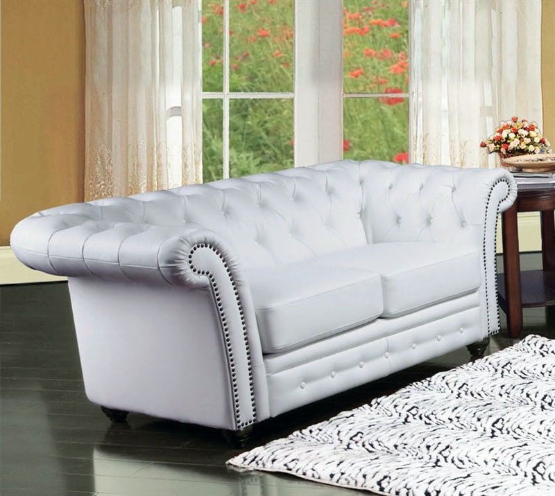 Camden White Leather Loveseat By Acme, White Leather Love Seat