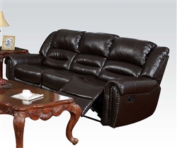 Ralph Reclining Sofa in Dark Brown Leather by Acme - 50285