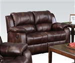 Zanthe Brown Polished Microfiber Reclining Loveseat by Acme - 50511