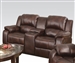 Zanthe Brown Polished Microfiber Reclining Console Loveseat by Acme - 50513