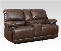 Daishiro Chestnut Leather Reclining Console Loveseat by Acme - 50748