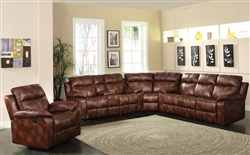 Dyson Light Brown Polished Microfiber 3 Piece Reclining Sectional by Acme - 50818