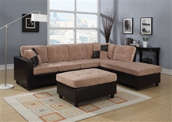 Milano Camel Champion / Espresso Bycast Right Facing Chaise Reversible Sectional by Acme - 51230
