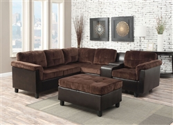 Cleavon Reversible Sectional in Chocolate Champion / Espresso PU by Acme - 51665