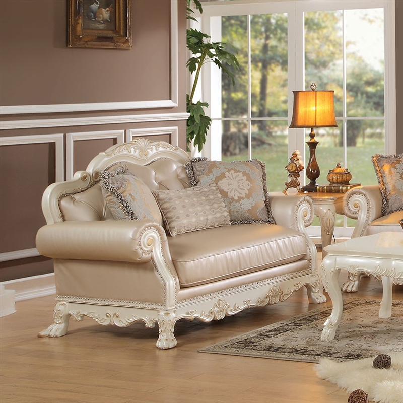 Dresden 2 Piece Living Room Set in Antique White Finish by Acme