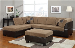 Connell Sectional in Light Brown Corduroy / Espresso PU by Acme - 55945