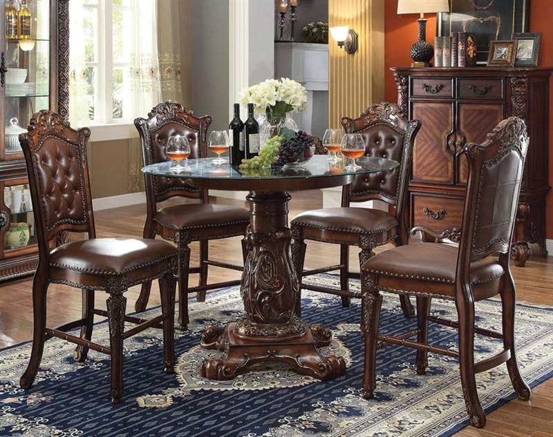 Vendome 5 Piece 48-Inch Round Glass Top Counter Height Pedestal