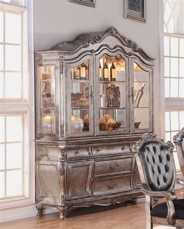 Chantelle Buffet Hutch In Antique Silver Finish By Acme 60544