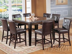 Danville 9 Piece Marble Top Counter Height Table Set in Espresso Finish by Acme - 7059