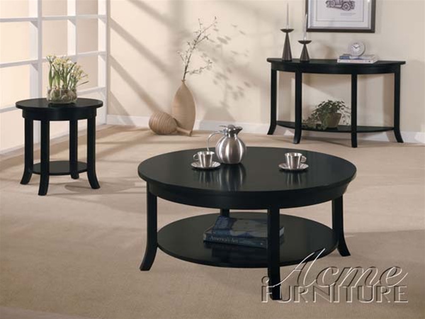 Gardena 3 Piece Occassional Table Set, Black Coffee Table And End Set