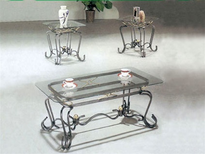 Alexandra Glass Top 3 Piece Coffee End Table Set By Acme 8222