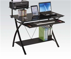 Erma Black Glass and Metal Computer Desk by Acme - 92078