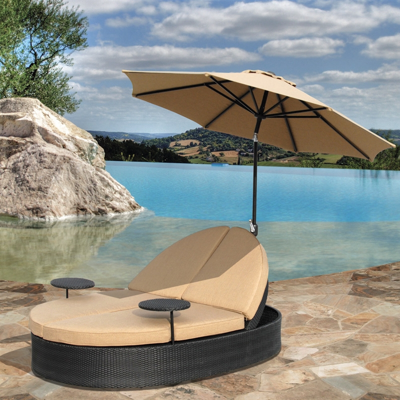 Solara Outdoor Patio Double Chaise, Outdoor Round Double Chaise Patio Lounge Chair