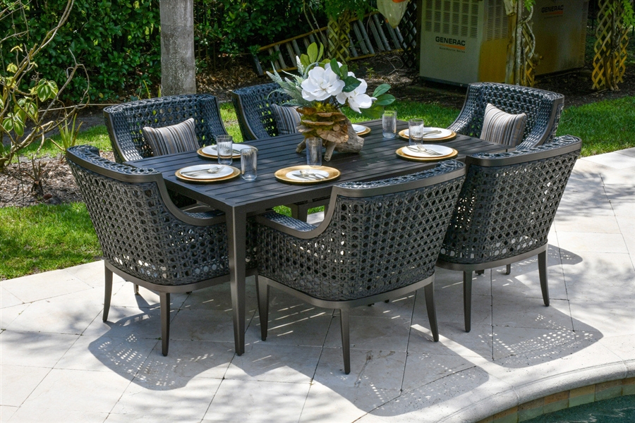 Monterey 7 Piece Rectangular Dining Set in Synthetic Weave Finish by ...