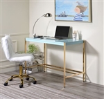 Midriaks Executive Home Office Desk in Baby Blue & Gold Finish by Acme - 00023
