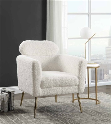 Connock Accent Chair in White Faux Sherpa Finish by Acme - 00124