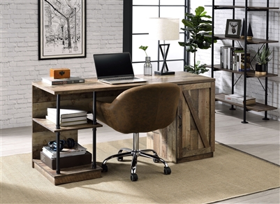 Canna Executive Home Office Desk in Rustic Oak & Black Finish by Acme - 00136