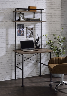 Ensata Executive Home Office Desk in Rustic Oak & Black Finish by Acme - 00137
