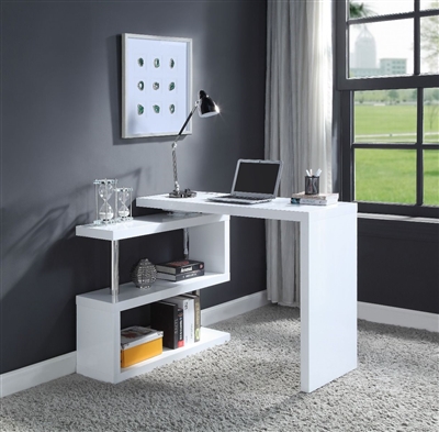 Buck II Executive Home Office Desk in White High Gloss Finish by Acme - 00155