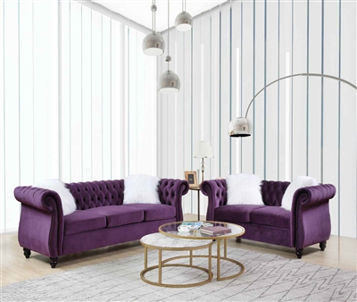 Thotton 2 Piece Sofa Set in Purple Velvet Finish by Acme - 00340-S