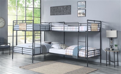 Cordelia Twin/Full Bunk Bed in Sandy Black Finish by Acme - 00365