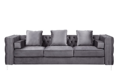 Bovasis Sofa in Gray Velvet Finish by Acme - 00368
