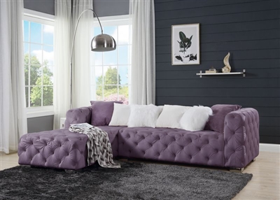 Qokmis Sectional Sofa in Purple Velvet Finish by Acme - 00389