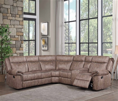 Dollum 3 Piece Reclining Sectional in 2-Tone Chocolate Velvet Finish by Acme - 00397