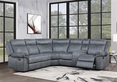 Dollum 3 Piece Reclining Sectional in 2-Tone Gray Velvet Finish by Acme - 00398