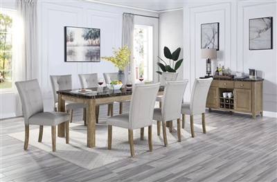 Charnell 7 Piece Dining Set in Gray PU and Oak Finish by Acme - 00553